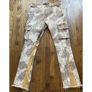 Valabasas Jeans Mens Size 38 Chocolate Chip Desert Camo Skinny Flare Cargo